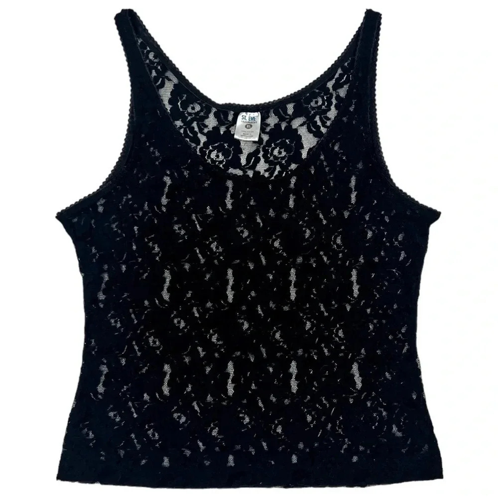 Y2K Black Lace Tank Top